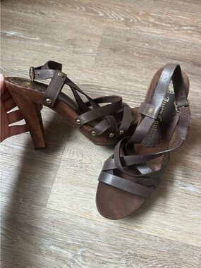 Juicy Couture Brown Leather Strappy High Heel Sandals